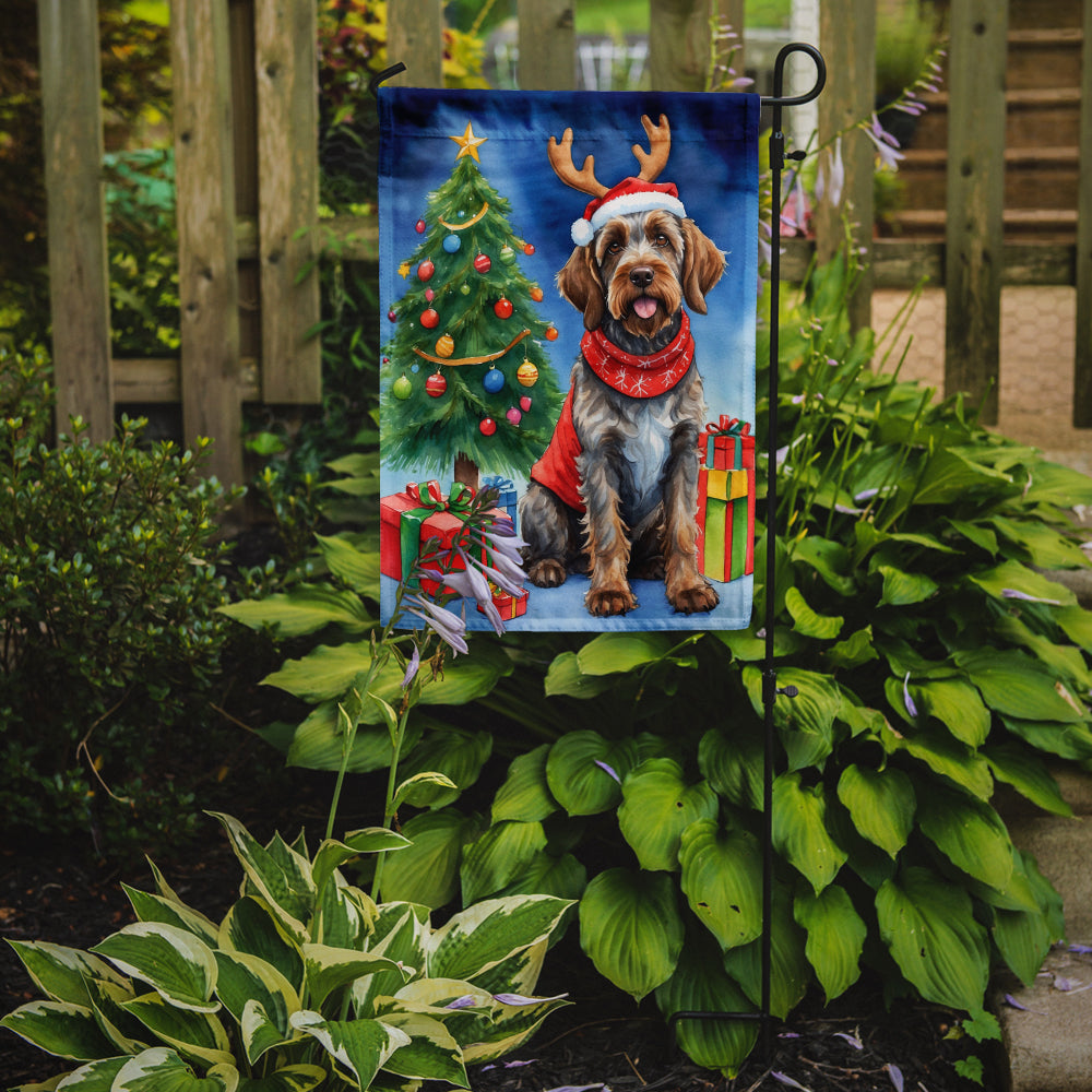 Wirehaired Pointing Griffon Christmas Reindeer Garden Flag