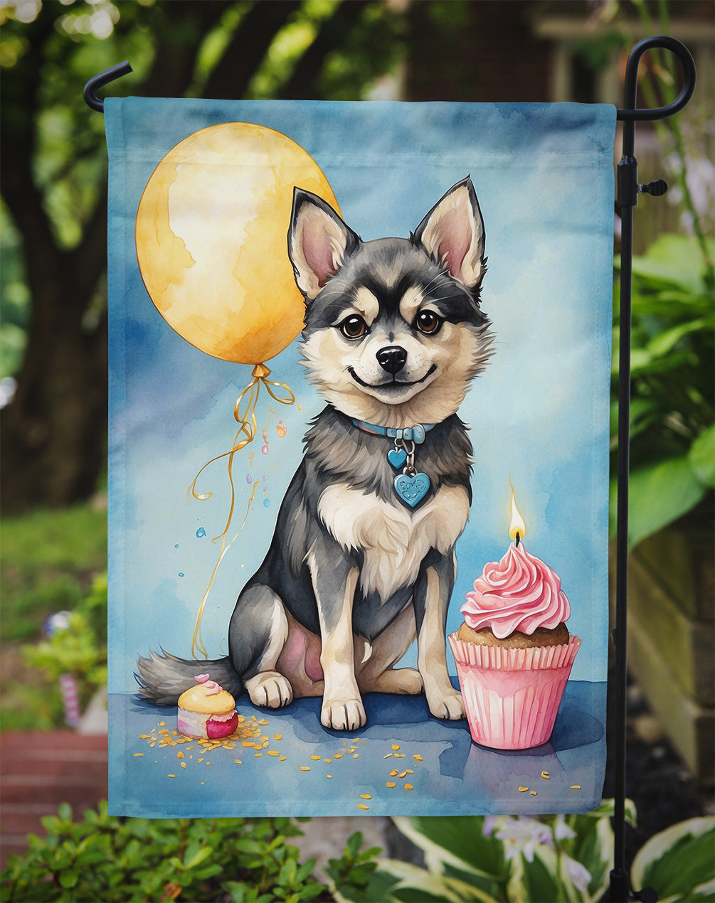 Alaskan Klee Kai Happy Birthday Garden Flag