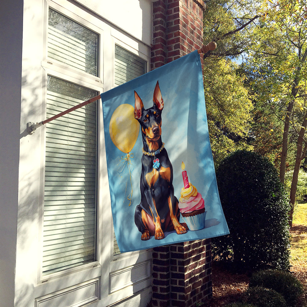 Doberman Pinscher Happy Birthday House Flag