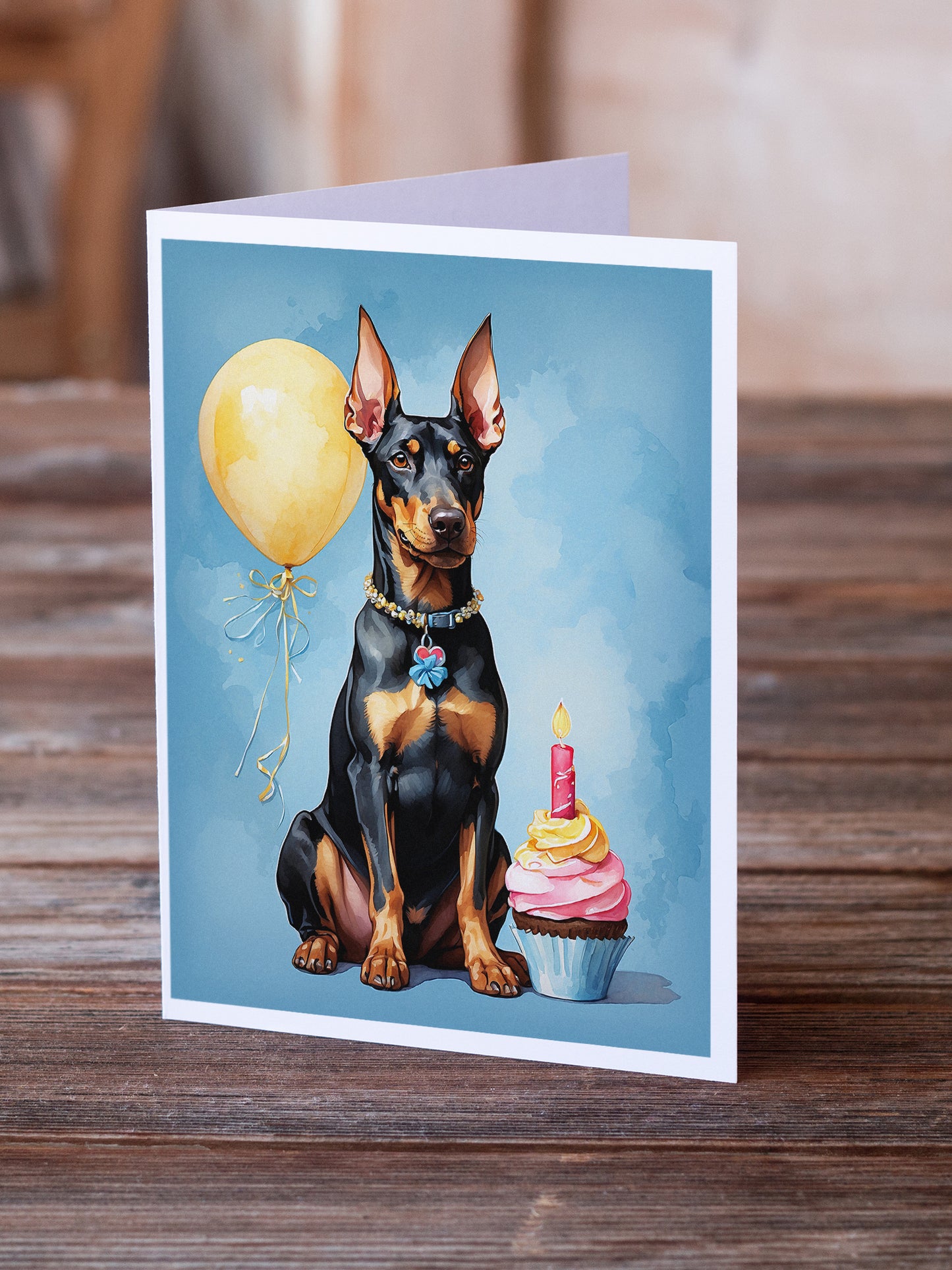 Doberman Pinscher Happy Birthday Greeting Cards Pack of 8