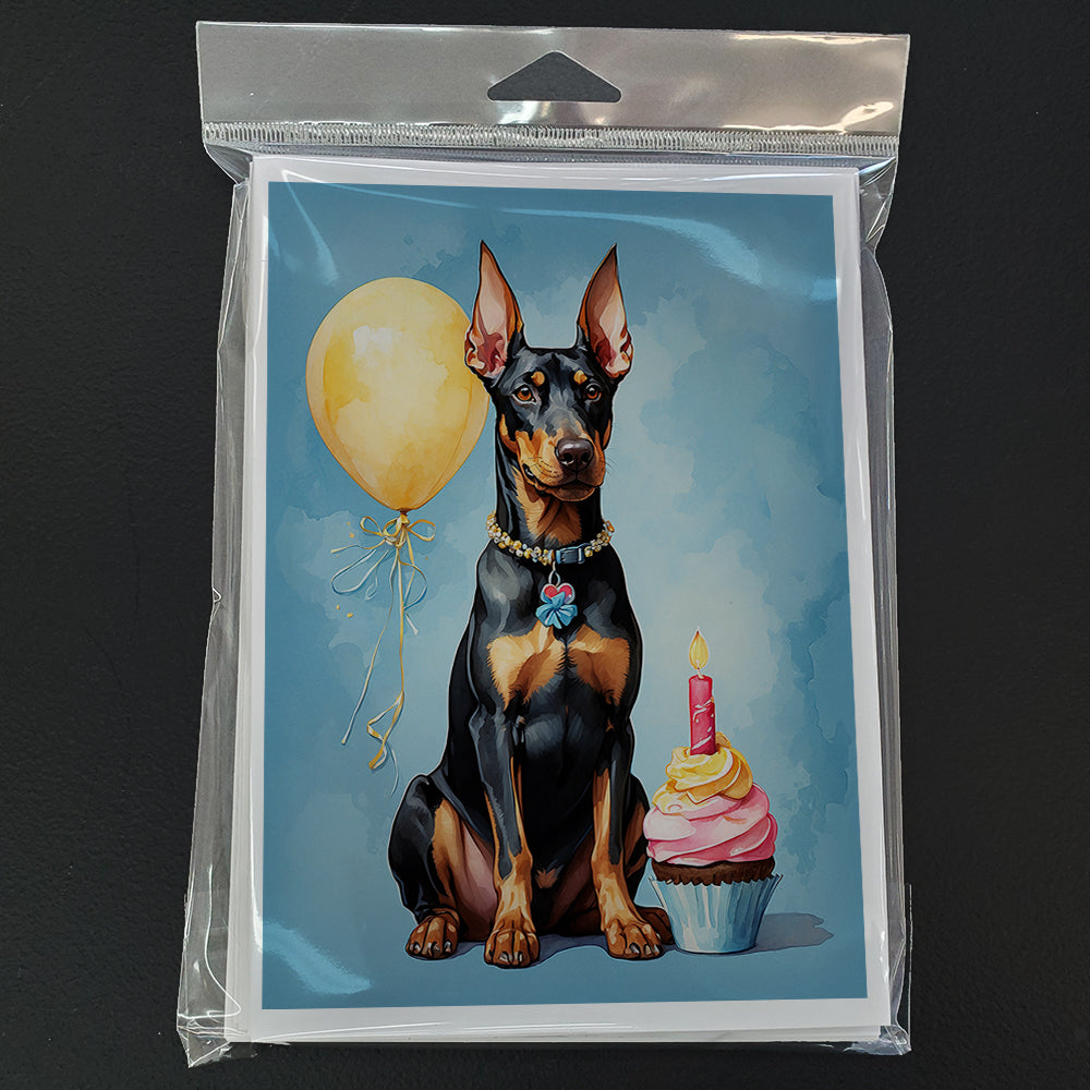 Doberman Pinscher Happy Birthday Greeting Cards Pack of 8