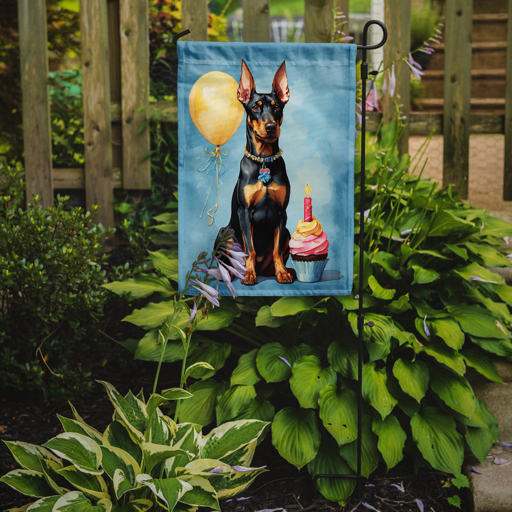 Doberman Pinscher Happy Birthday Garden Flag