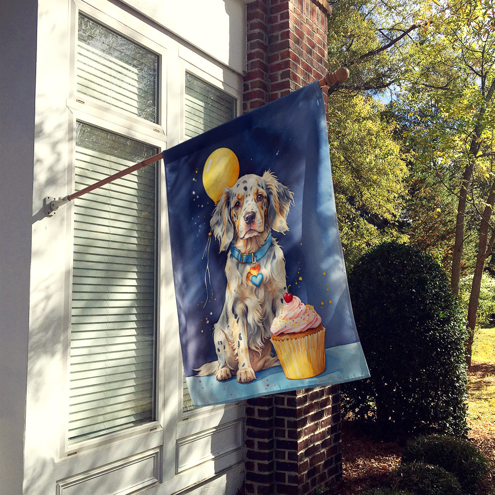 English Setter Happy Birthday House Flag