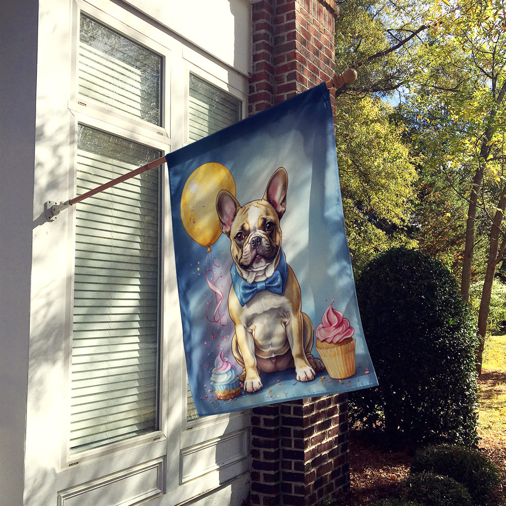 French Bulldog Happy Birthday House Flag