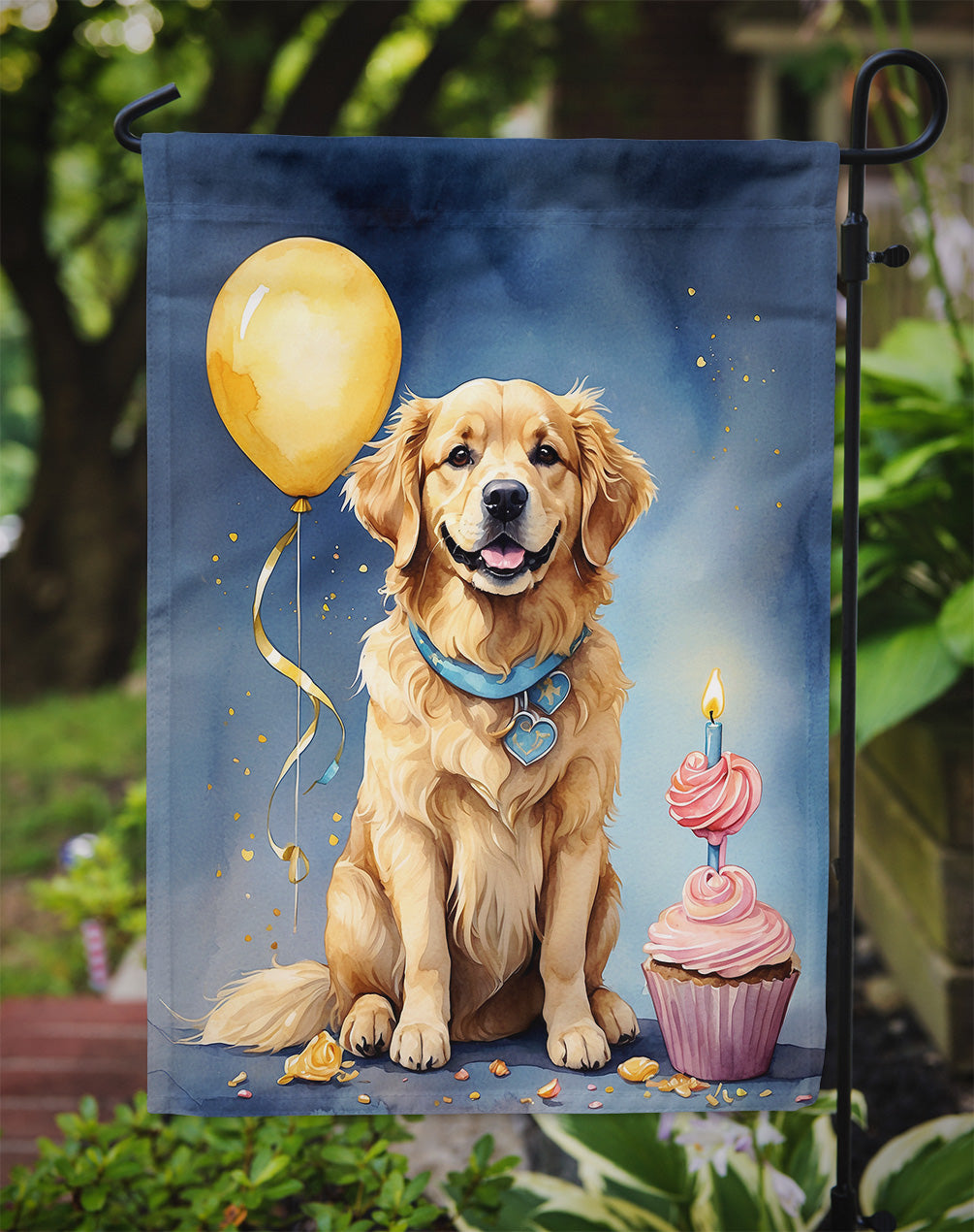 Golden Retriever Happy Birthday Garden Flag