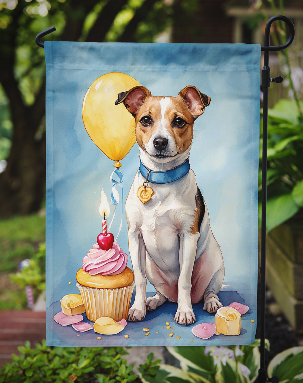 Jack Russell Terrier Happy Birthday Garden Flag