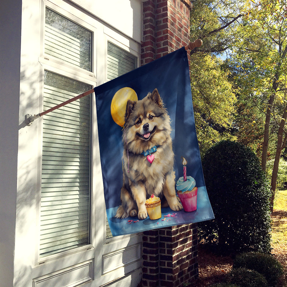 Keeshond Happy Birthday House Flag
