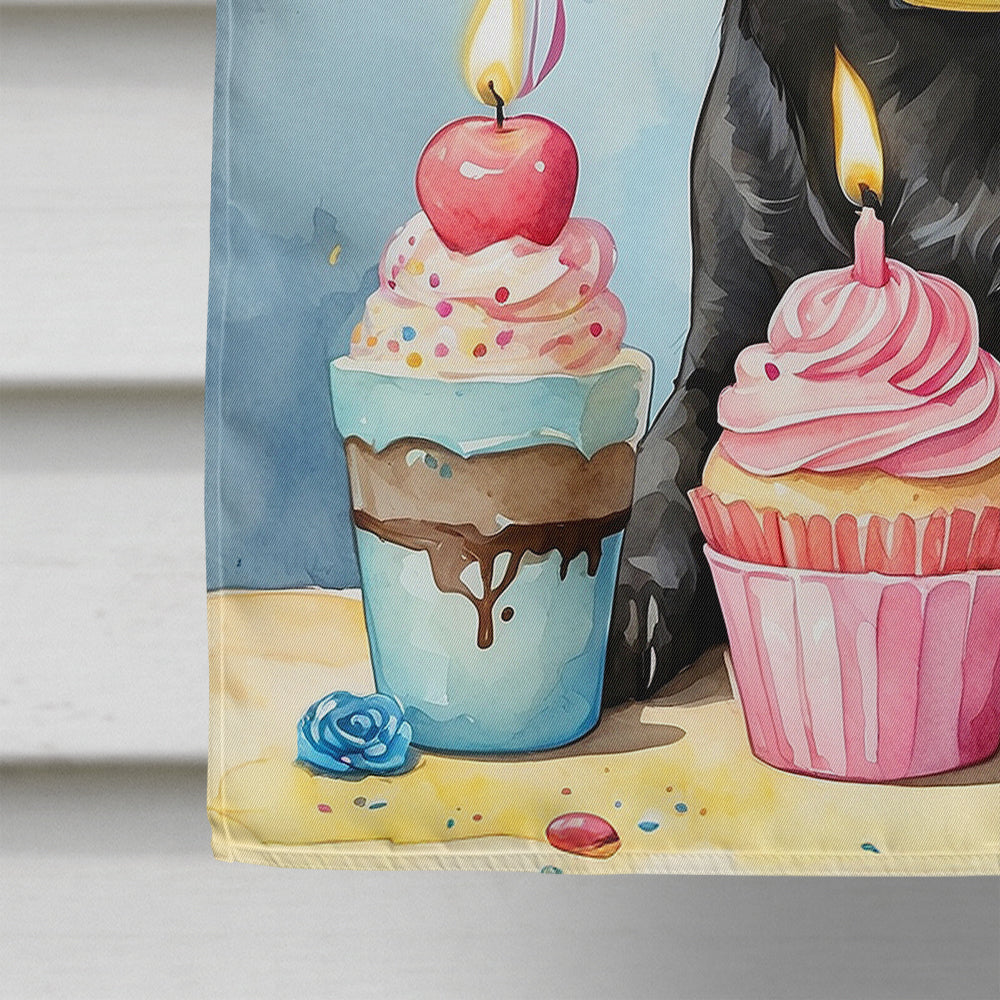 Black Labrador Retriever Happy Birthday House Flag