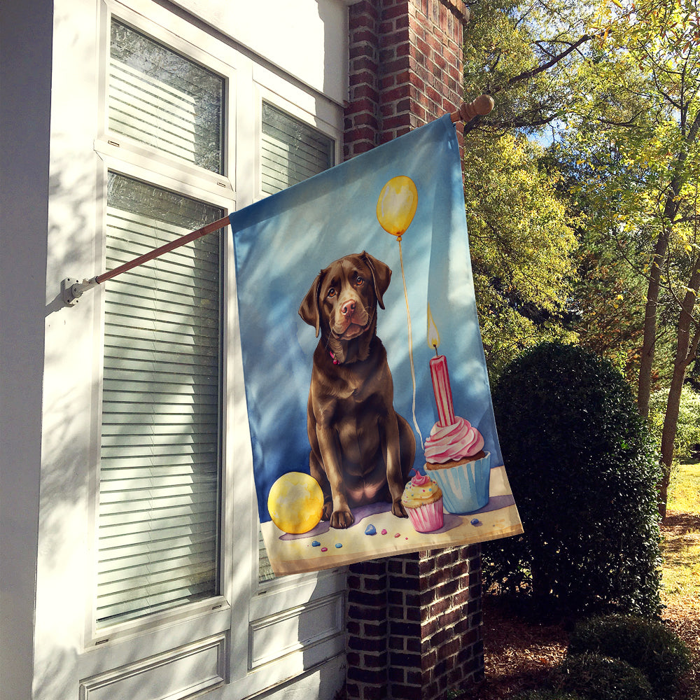 Chocolate Labrador Retriever Happy Birthday House Flag