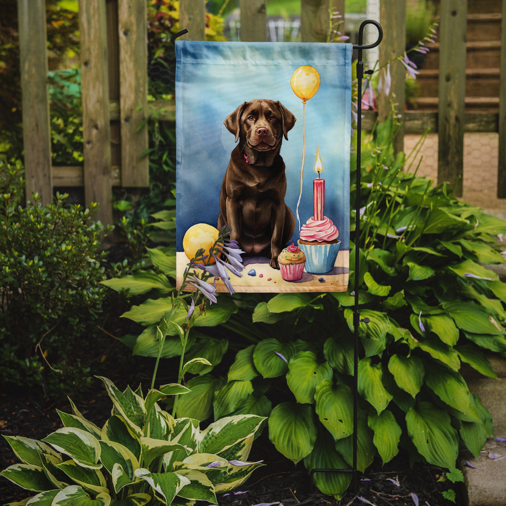 Chocolate Labrador Retriever Happy Birthday Garden Flag