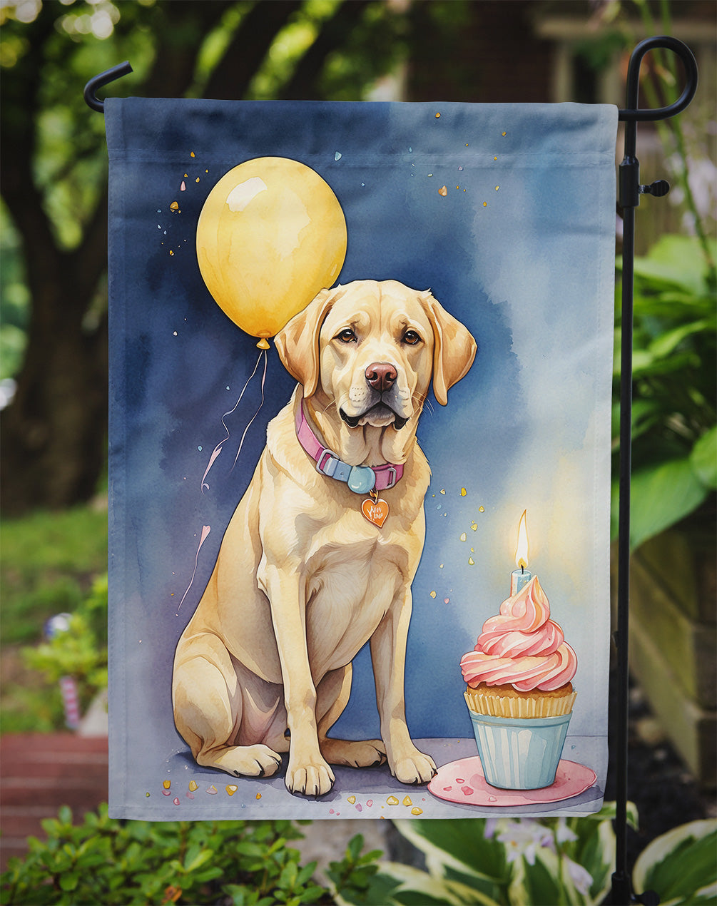 Yellow Labrador Retriever Happy Birthday Garden Flag