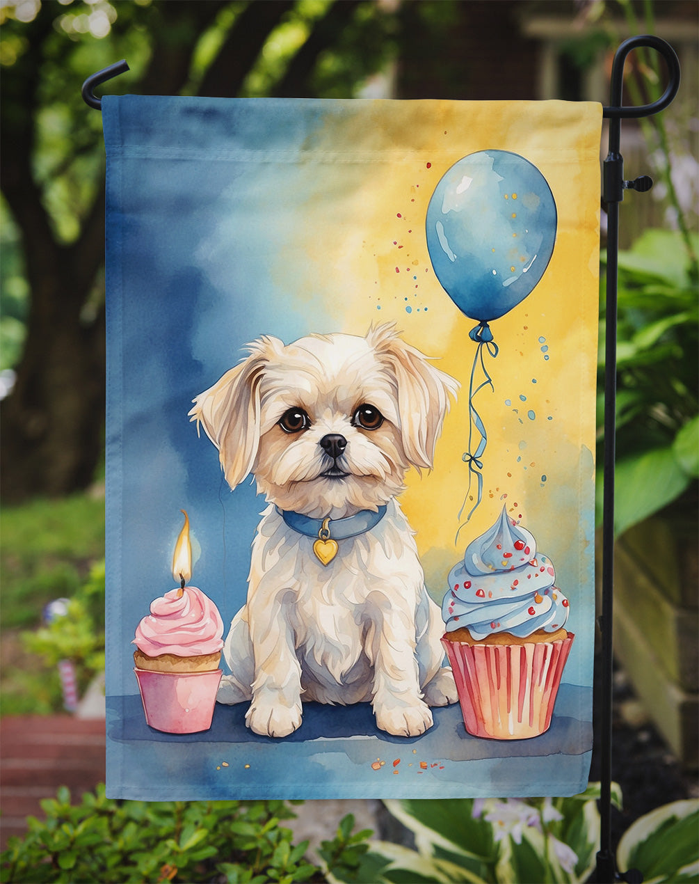 Maltese Happy Birthday Garden Flag