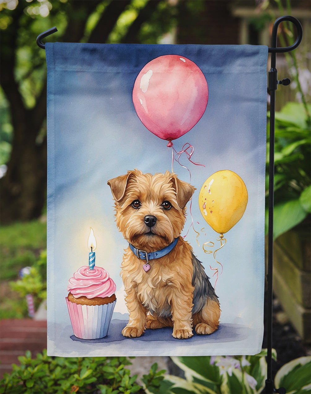 Norfolk Terrier Happy Birthday Garden Flag