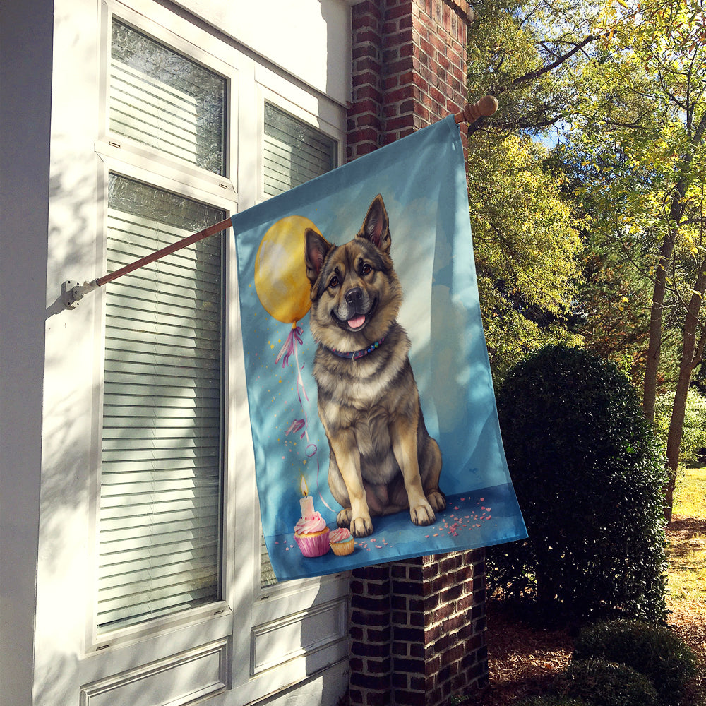 Norwegian Elkhound Happy Birthday House Flag