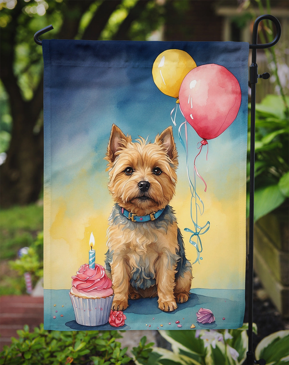 Norwich Terrier Happy Birthday Garden Flag