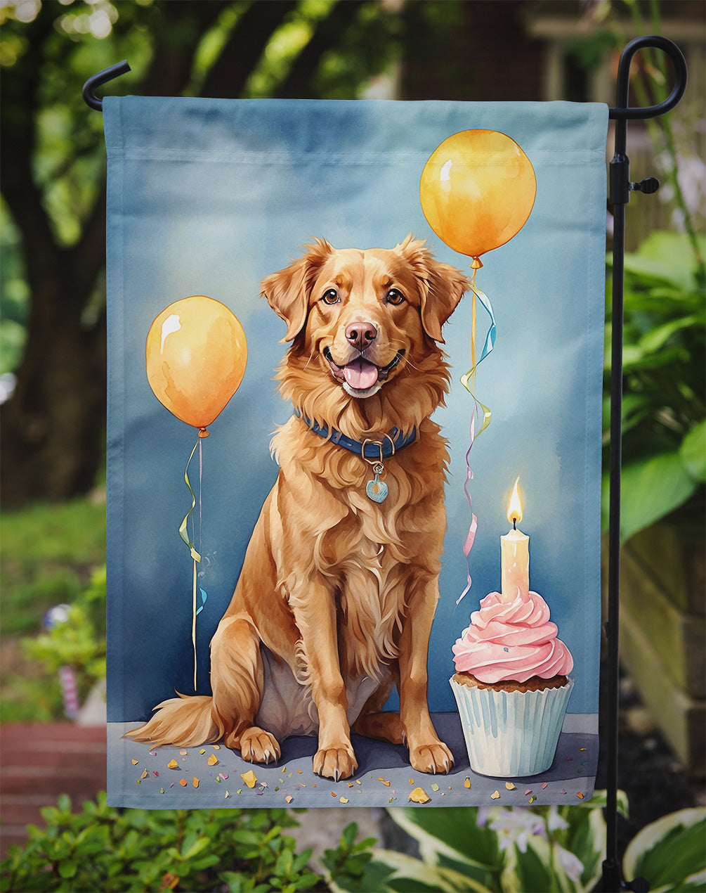 Nova Scotia Duck Tolling Retriever Happy Birthday Garden Flag