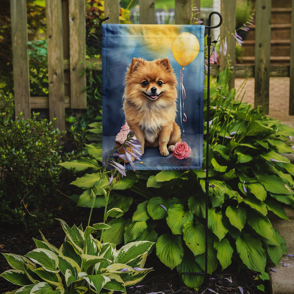 Pomeranian Happy Birthday Garden Flag