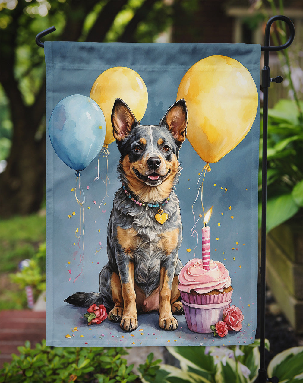 Australian Cattle Dog Happy Birthday Garden Flag
