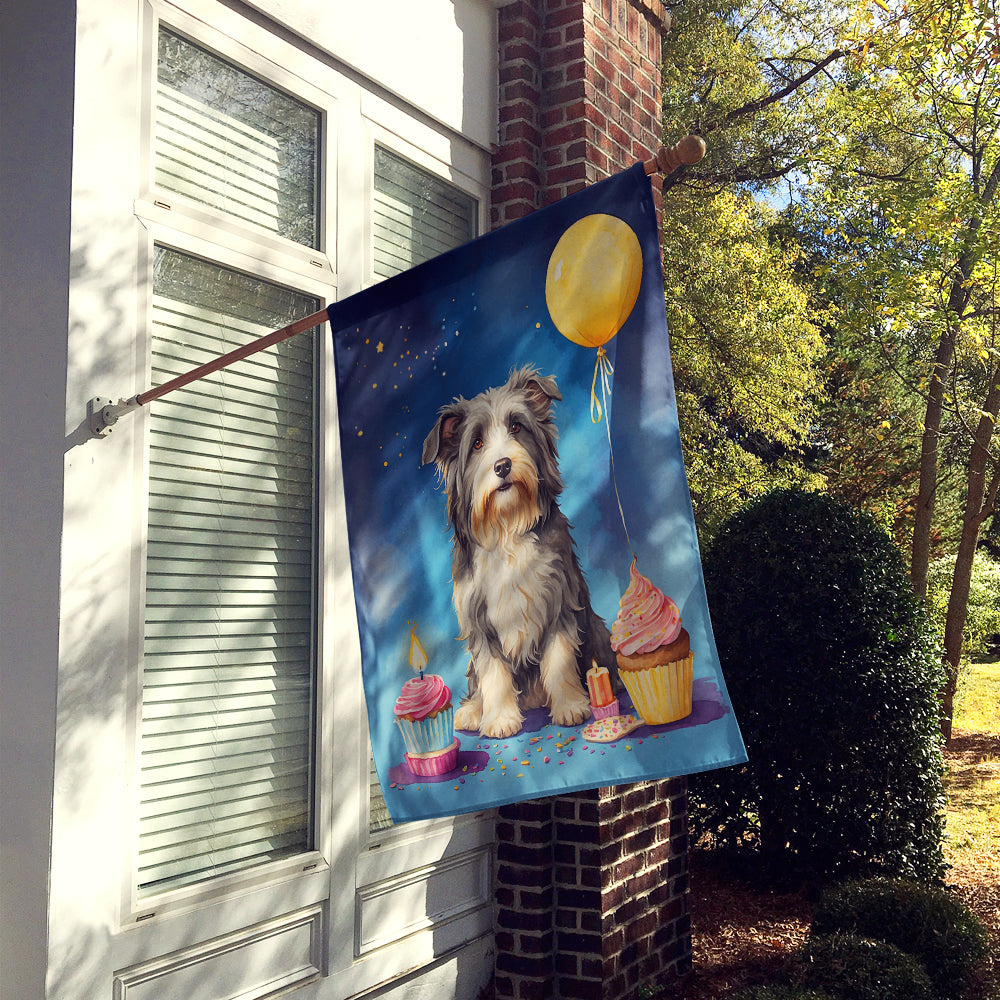 Bearded Collie Happy Birthday House Flag