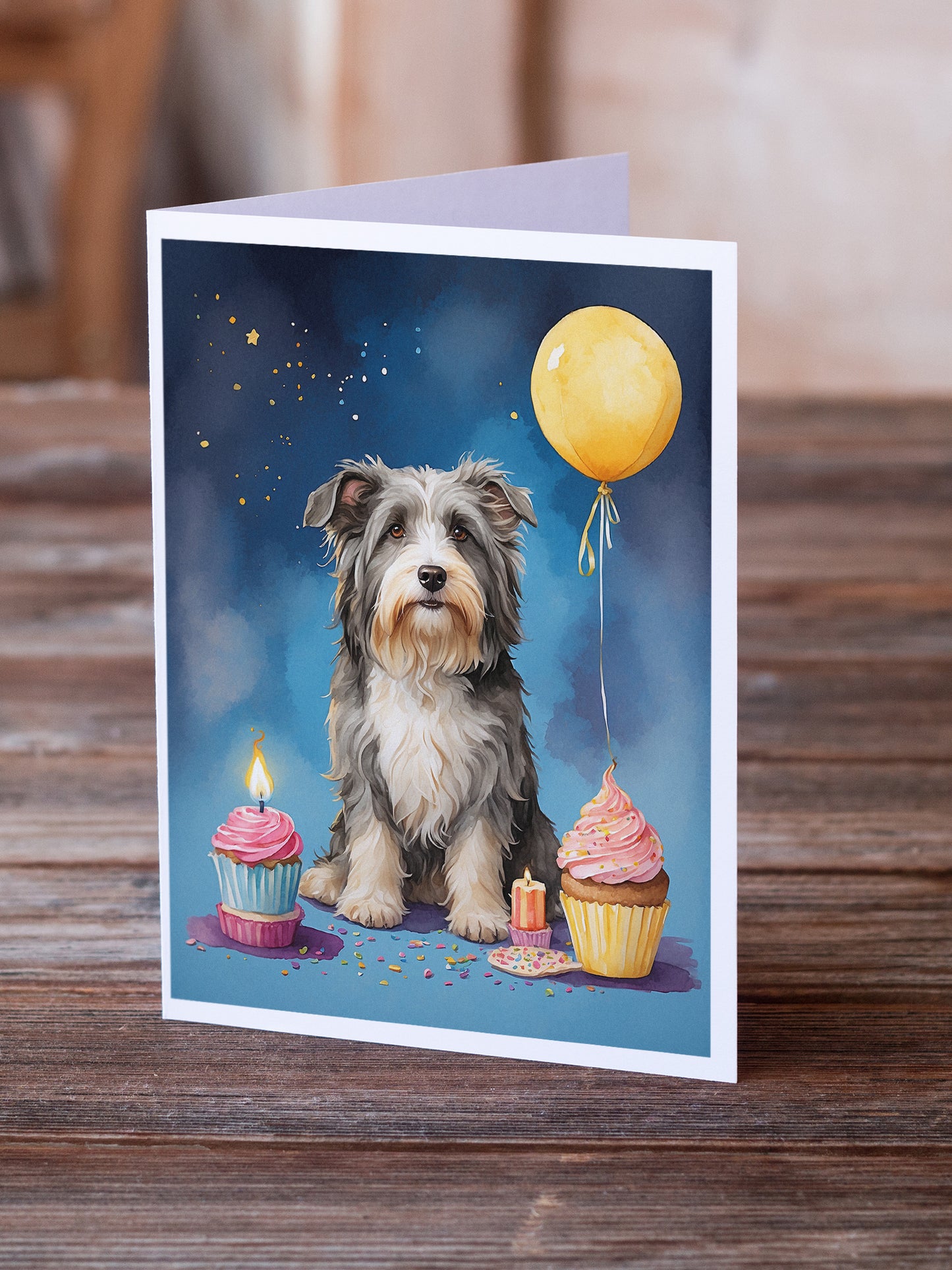 Bearded Collie Happy Birthday Greeting Cards Pack of 8