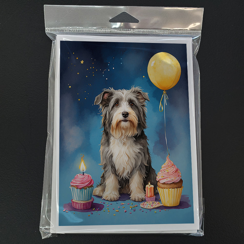 Bearded Collie Happy Birthday Greeting Cards Pack of 8
