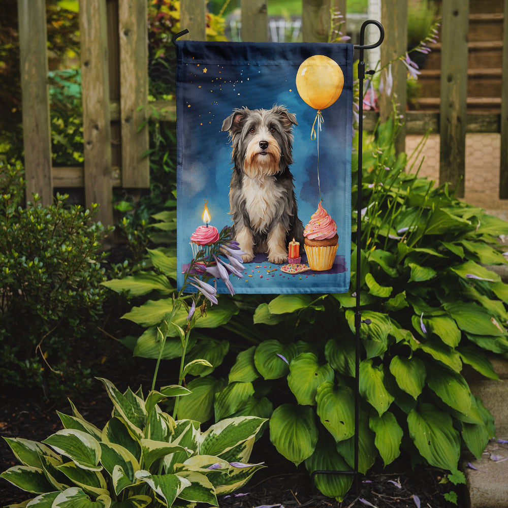 Bearded Collie Happy Birthday Garden Flag