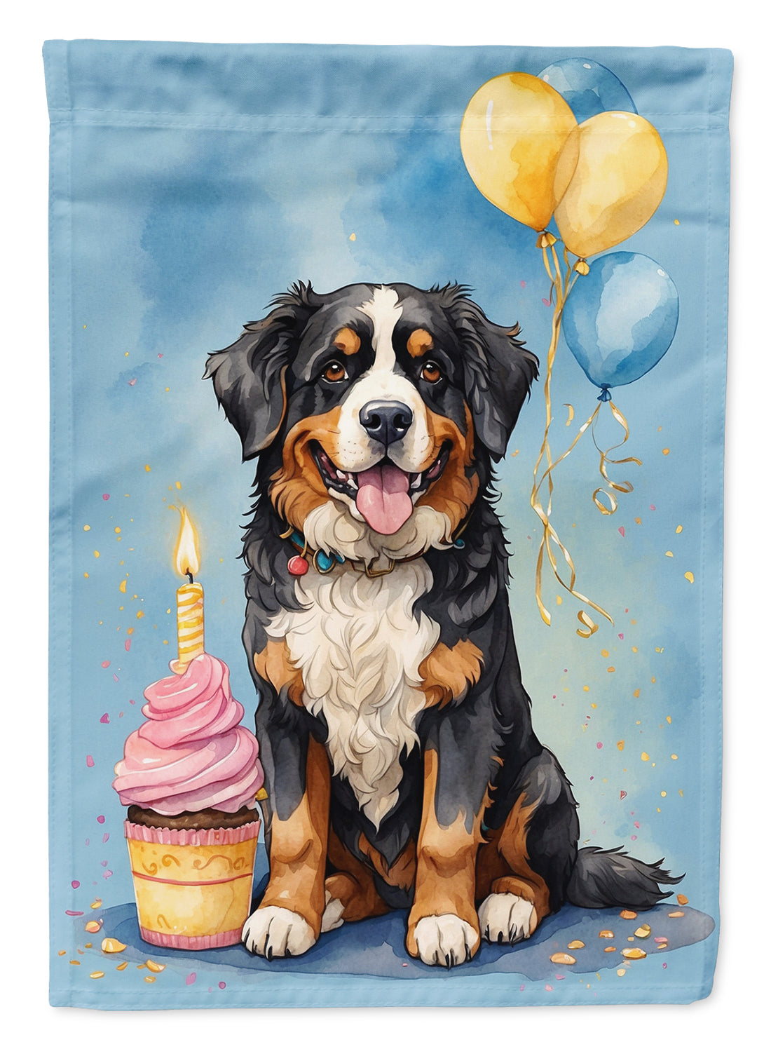 Buy this Bernese Mountain Dog Happy Birthday House Flag