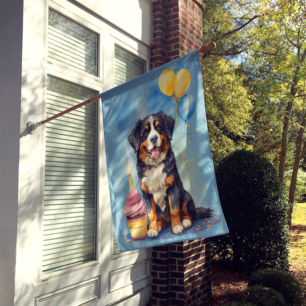 Bernese Mountain Dog Happy Birthday House Flag
