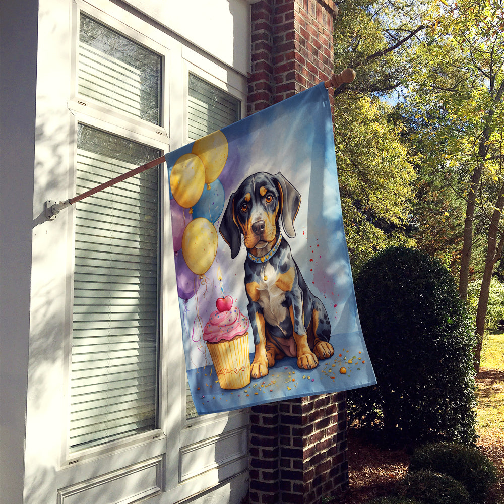 Bluetick Coonhound Happy Birthday House Flag
