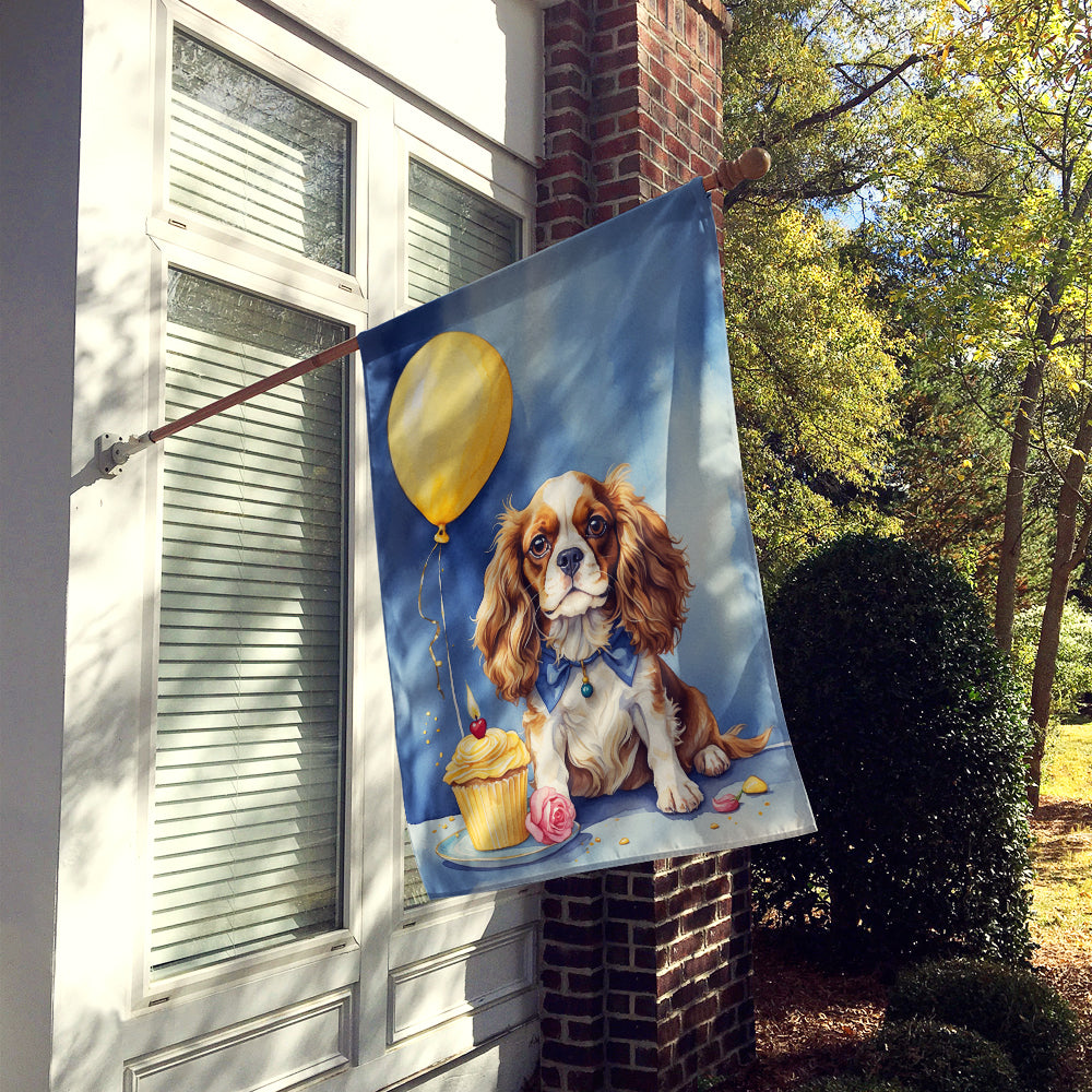 Cavalier Spaniel Happy Birthday House Flag