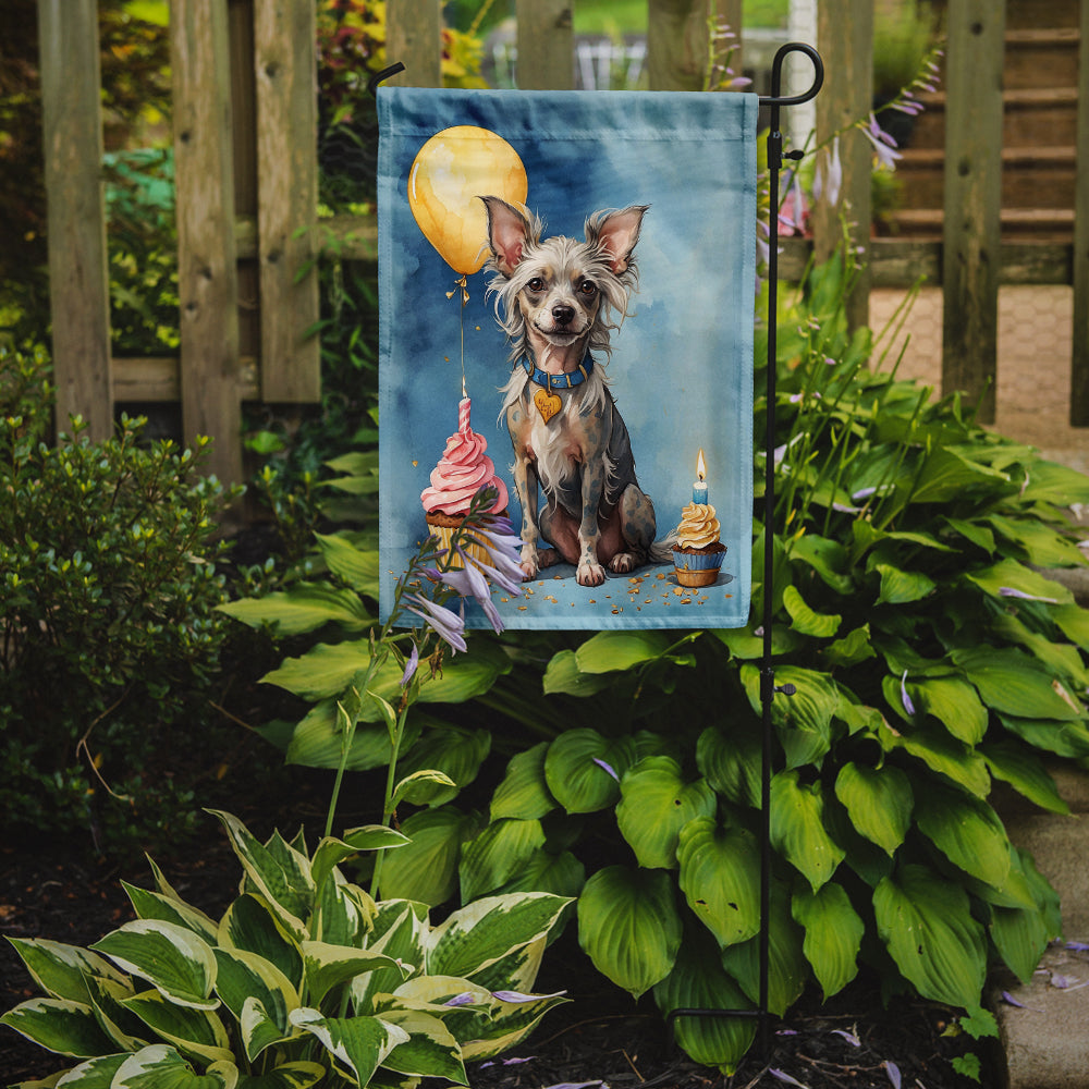Chinese Crested Happy Birthday Garden Flag