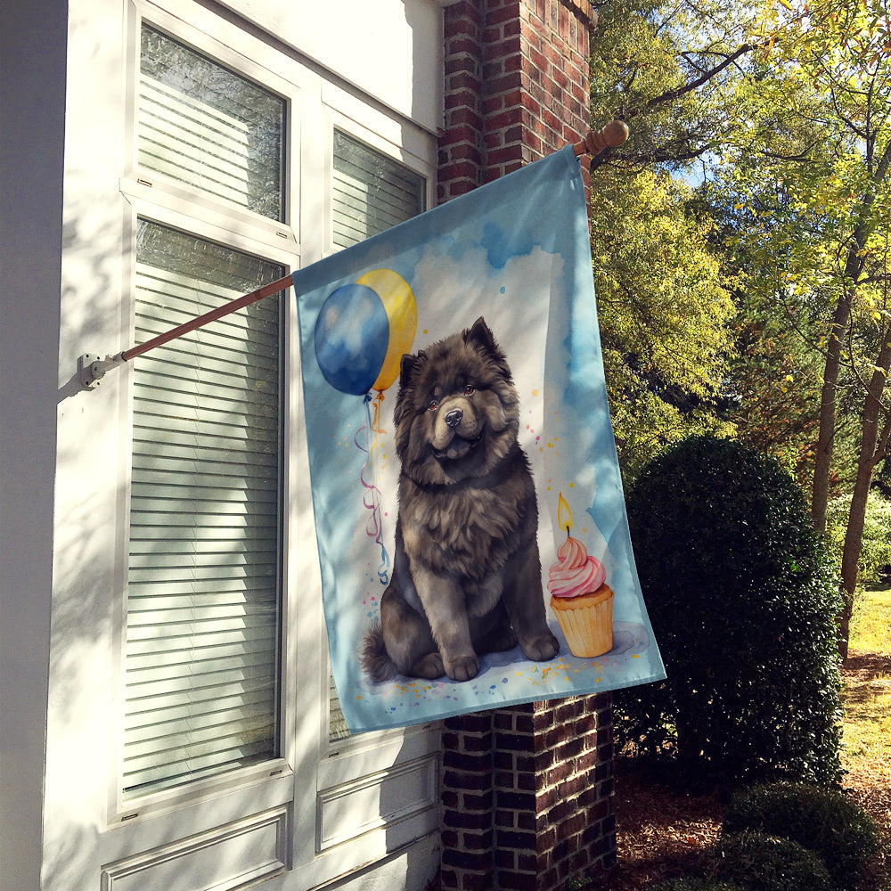 Black Chow Chow Happy Birthday House Flag