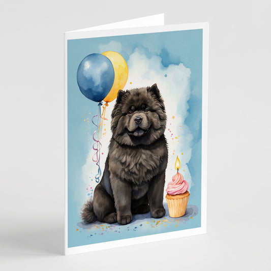 Buy this Black Chow Chow Happy Birthday Greeting Cards Pack of 8