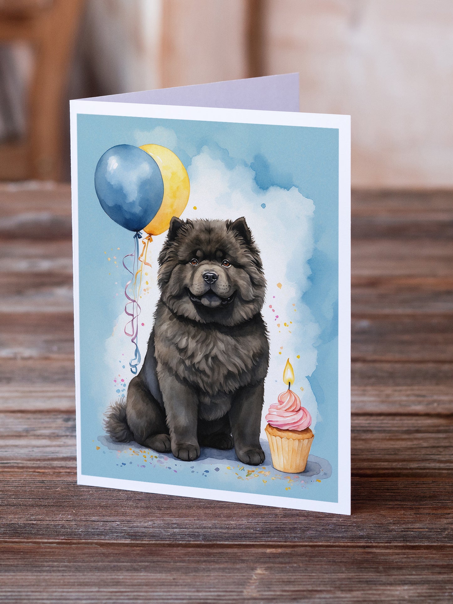 Black Chow Chow Happy Birthday Greeting Cards Pack of 8