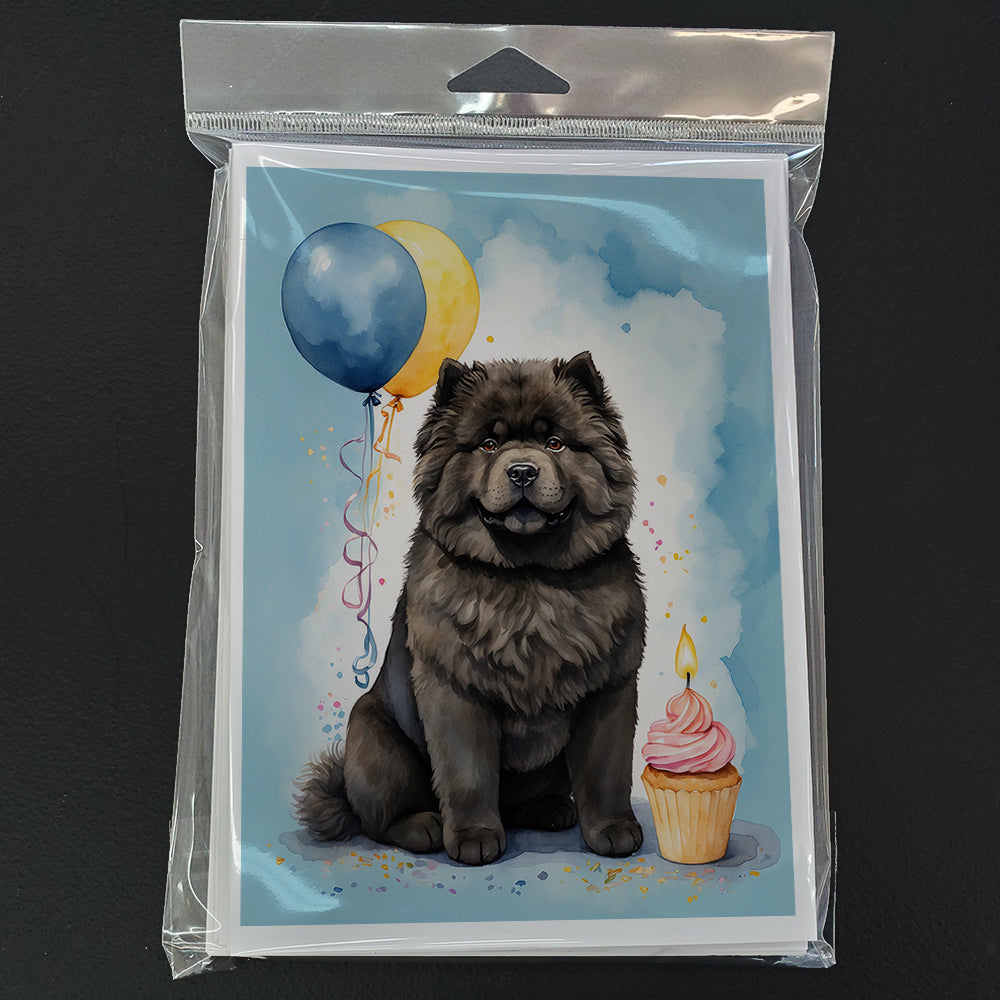 Black Chow Chow Happy Birthday Greeting Cards Pack of 8