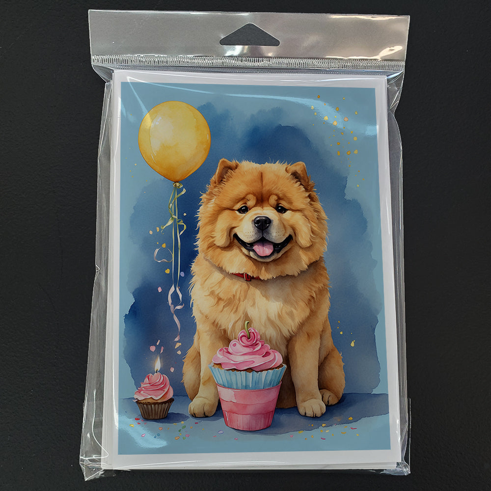 Chow Chow Happy Birthday Greeting Cards Pack of 8