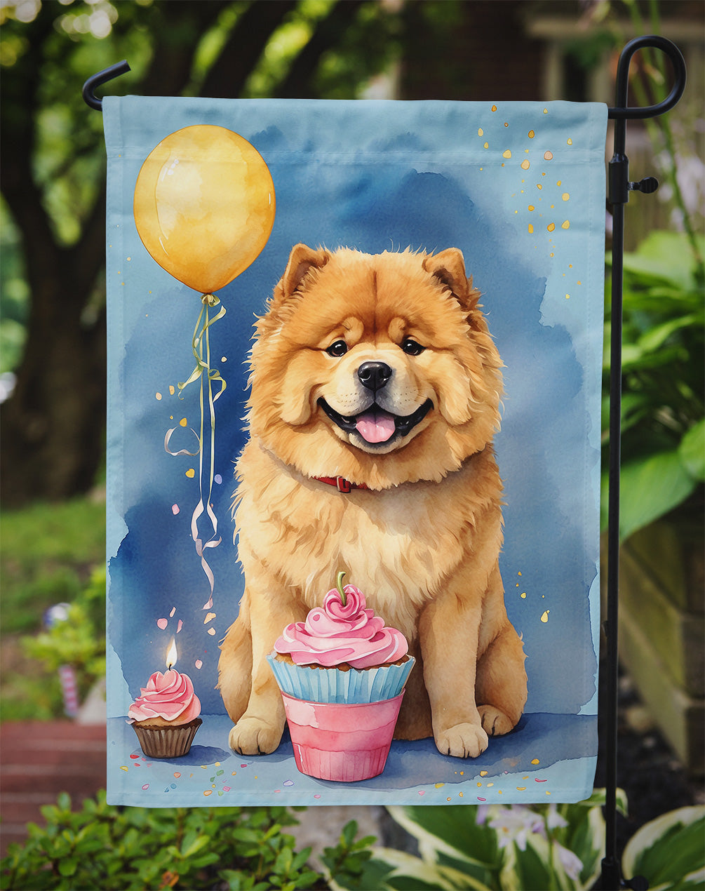 Chow Chow Happy Birthday Garden Flag