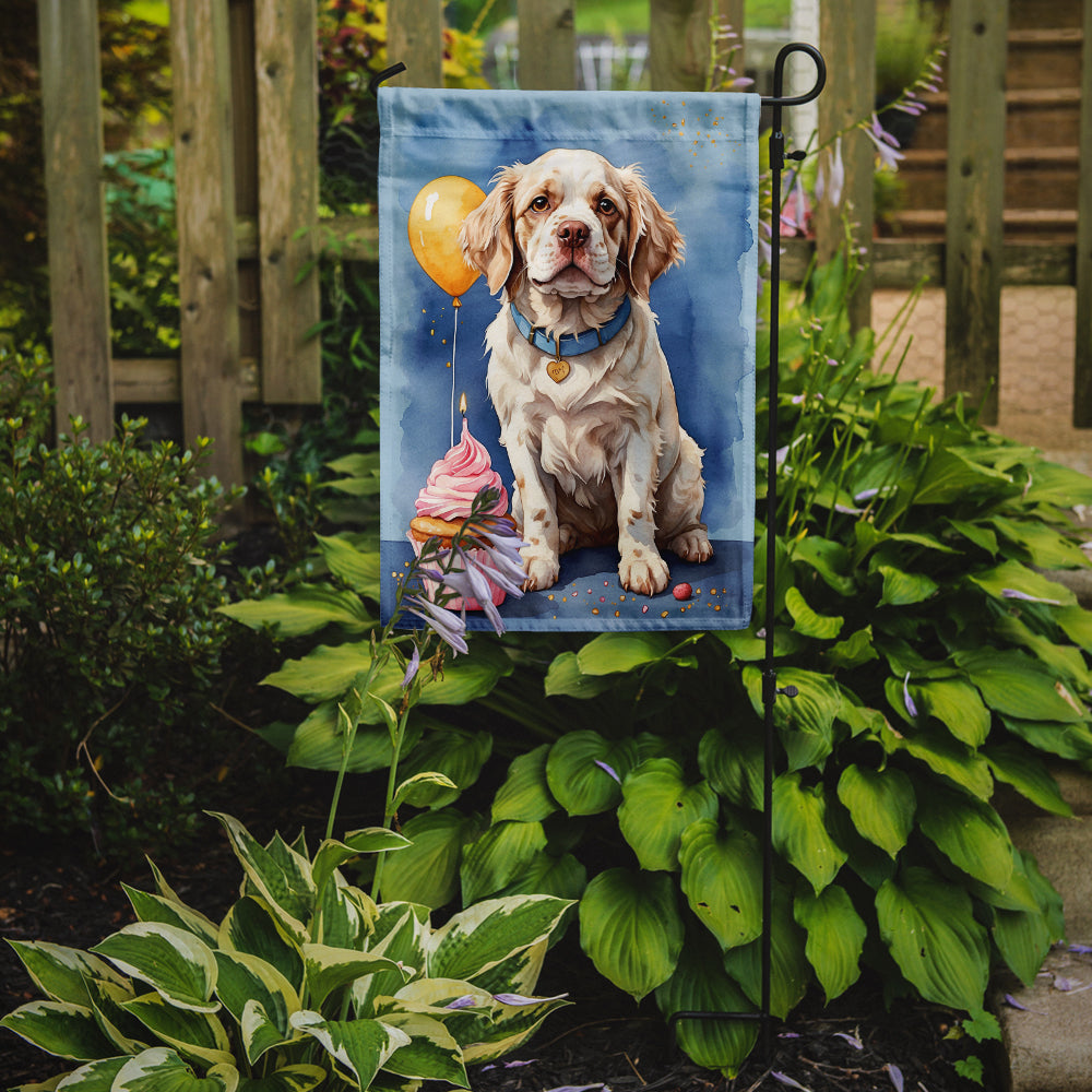Clumber Spaniel Happy Birthday Garden Flag