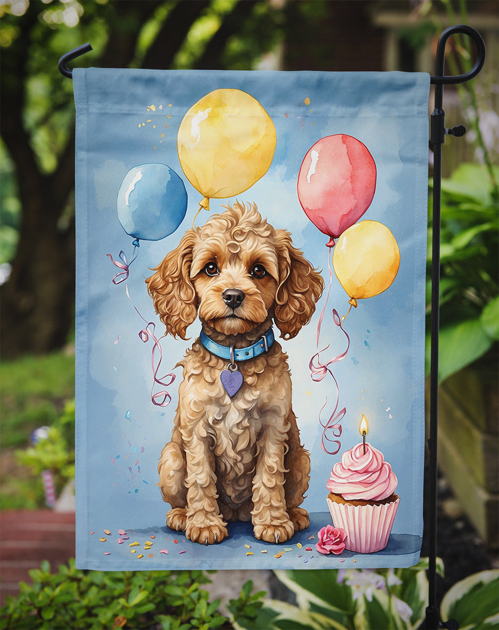Cockapoo Happy Birthday Garden Flag