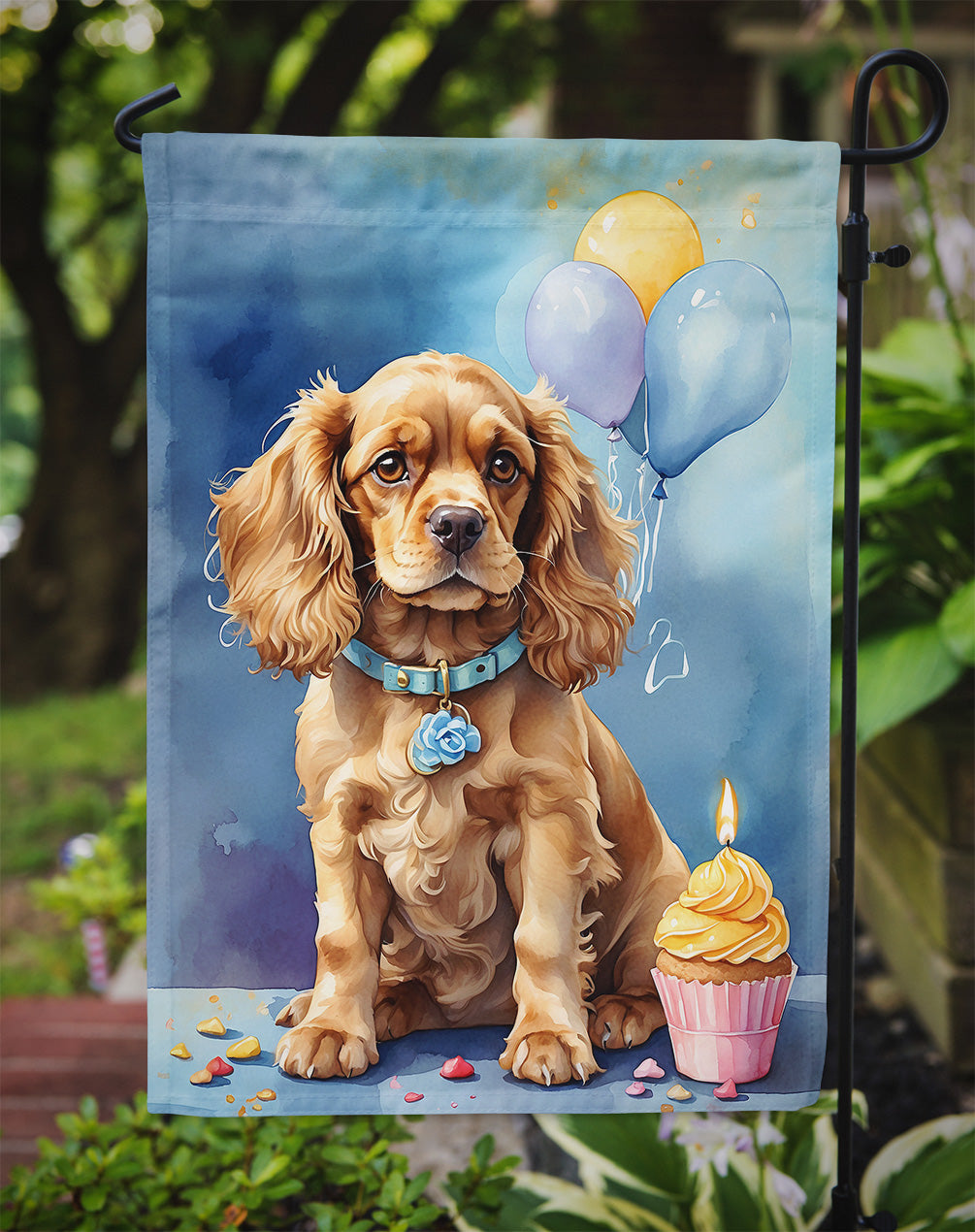 Cocker Spaniel Happy Birthday Garden Flag