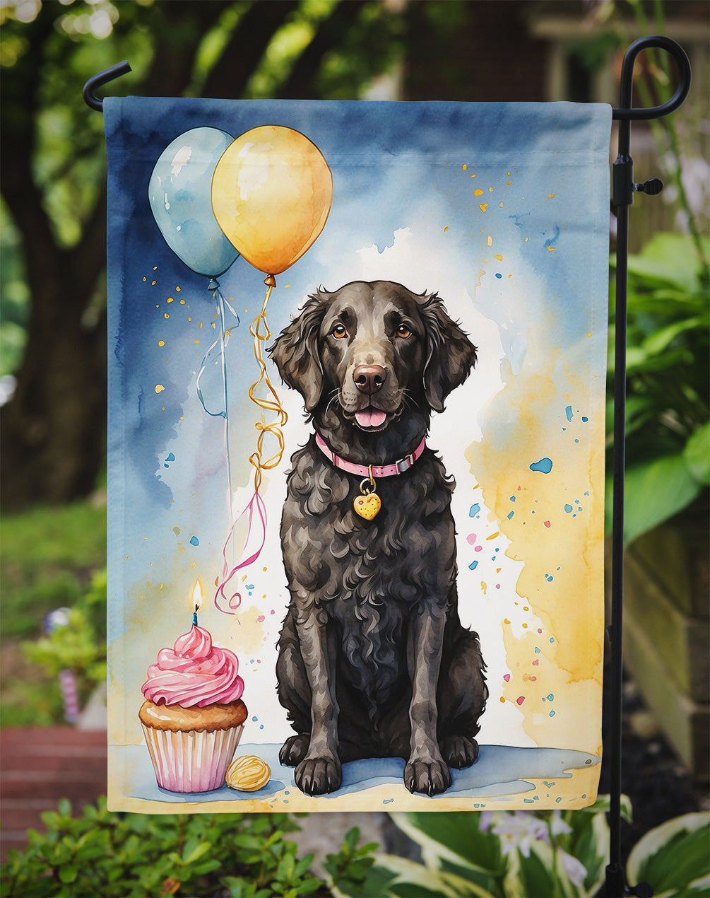 Curly Coated Retriever Happy Birthday Garden Flag