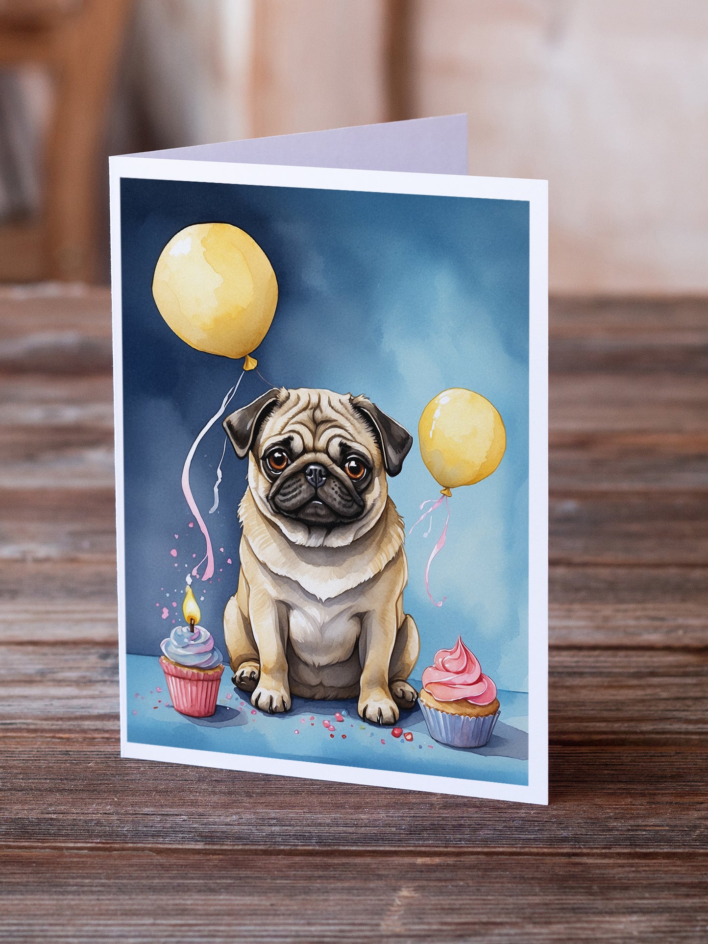 Pug Happy Birthday Greeting Cards Pack of 8