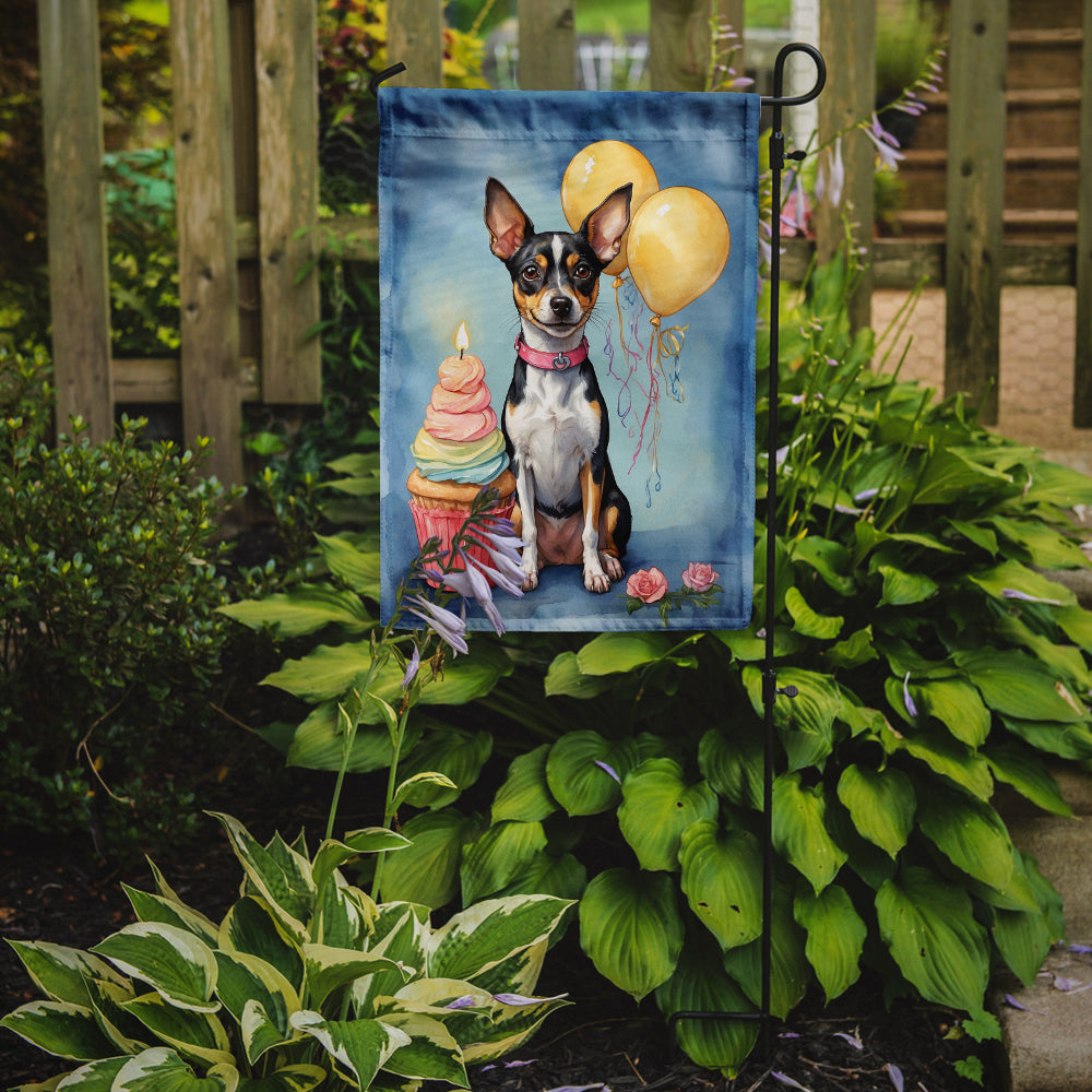 Rat Terrier Happy Birthday Garden Flag
