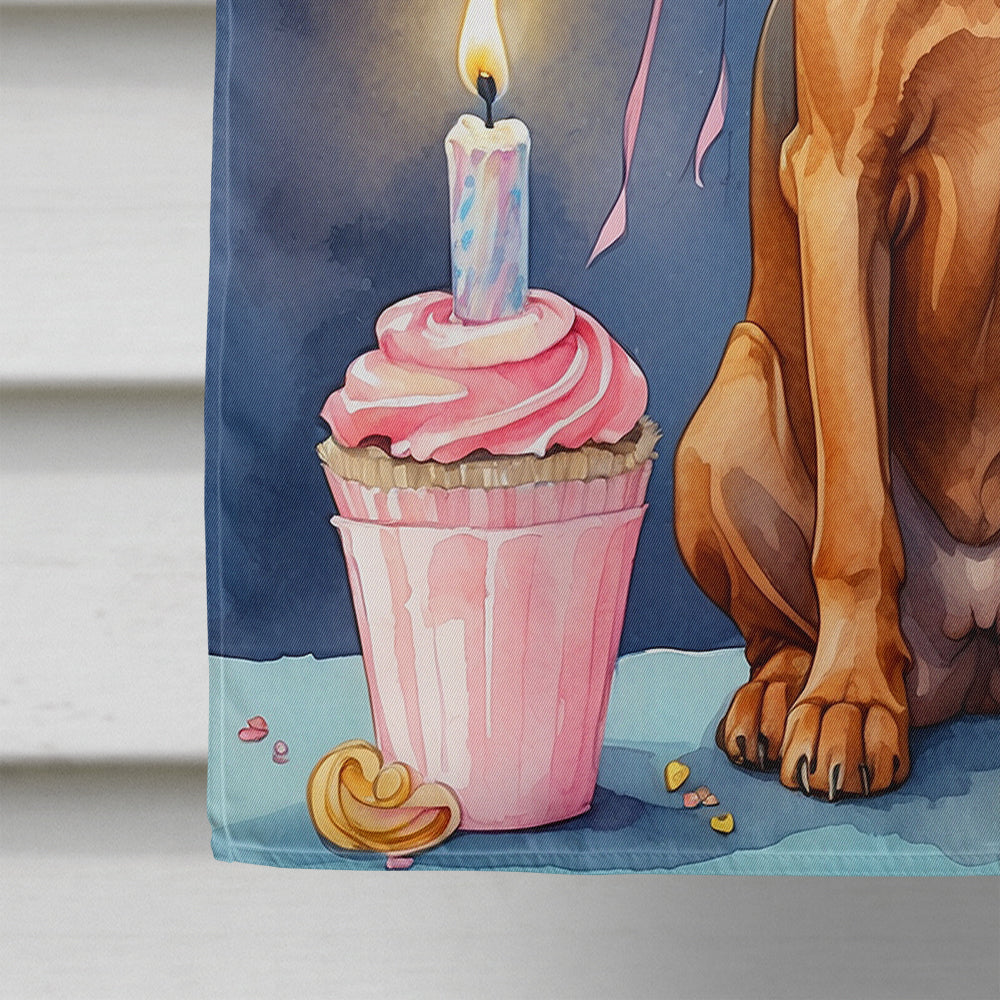 Redbone Coonhound Happy Birthday House Flag
