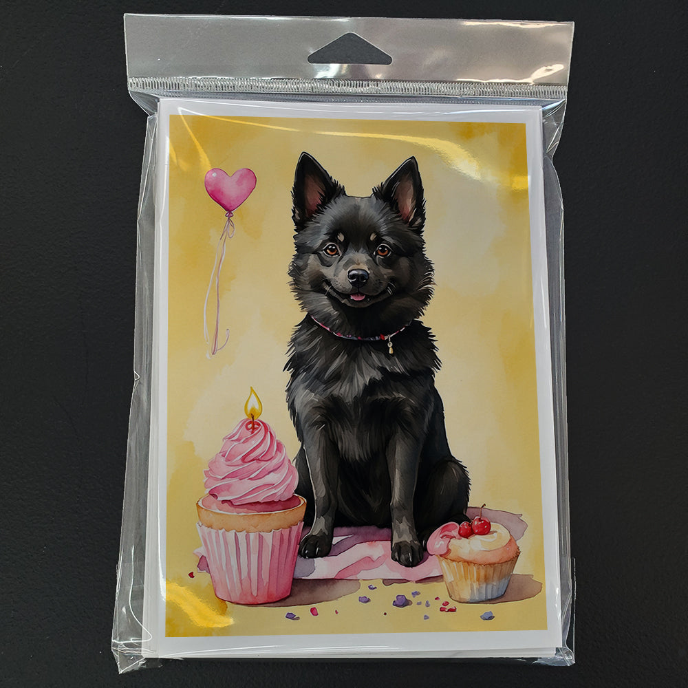 Schipperke Happy Birthday Greeting Cards Pack of 8
