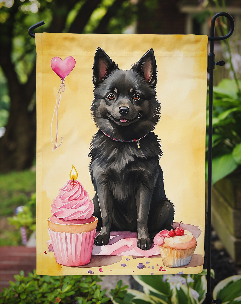 Schipperke Happy Birthday Garden Flag