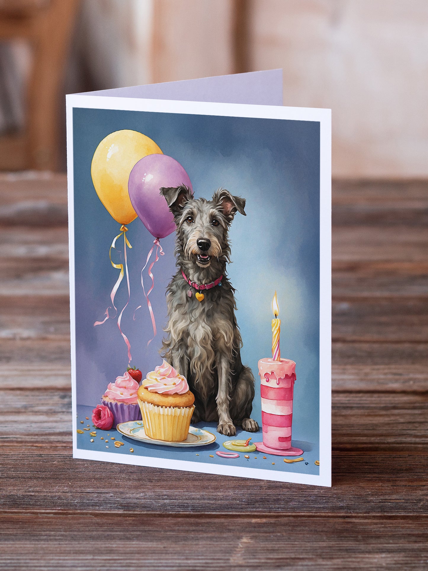 Scottish Deerhound Happy Birthday Greeting Cards Pack of 8