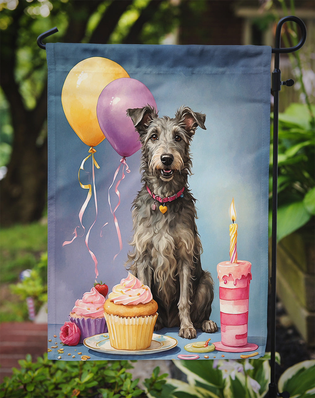 Scottish Deerhound Happy Birthday Garden Flag