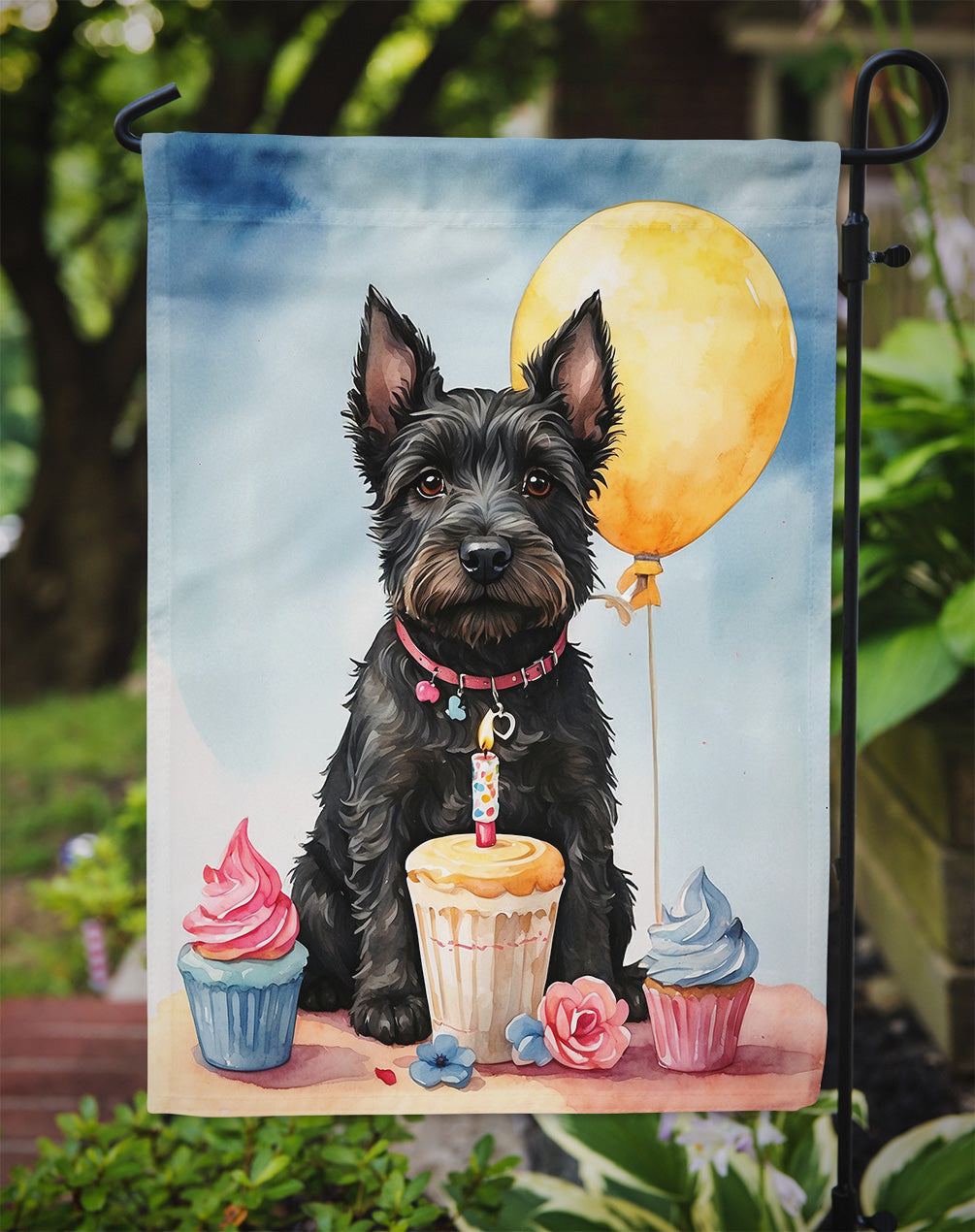 Scottish Terrier Happy Birthday Garden Flag