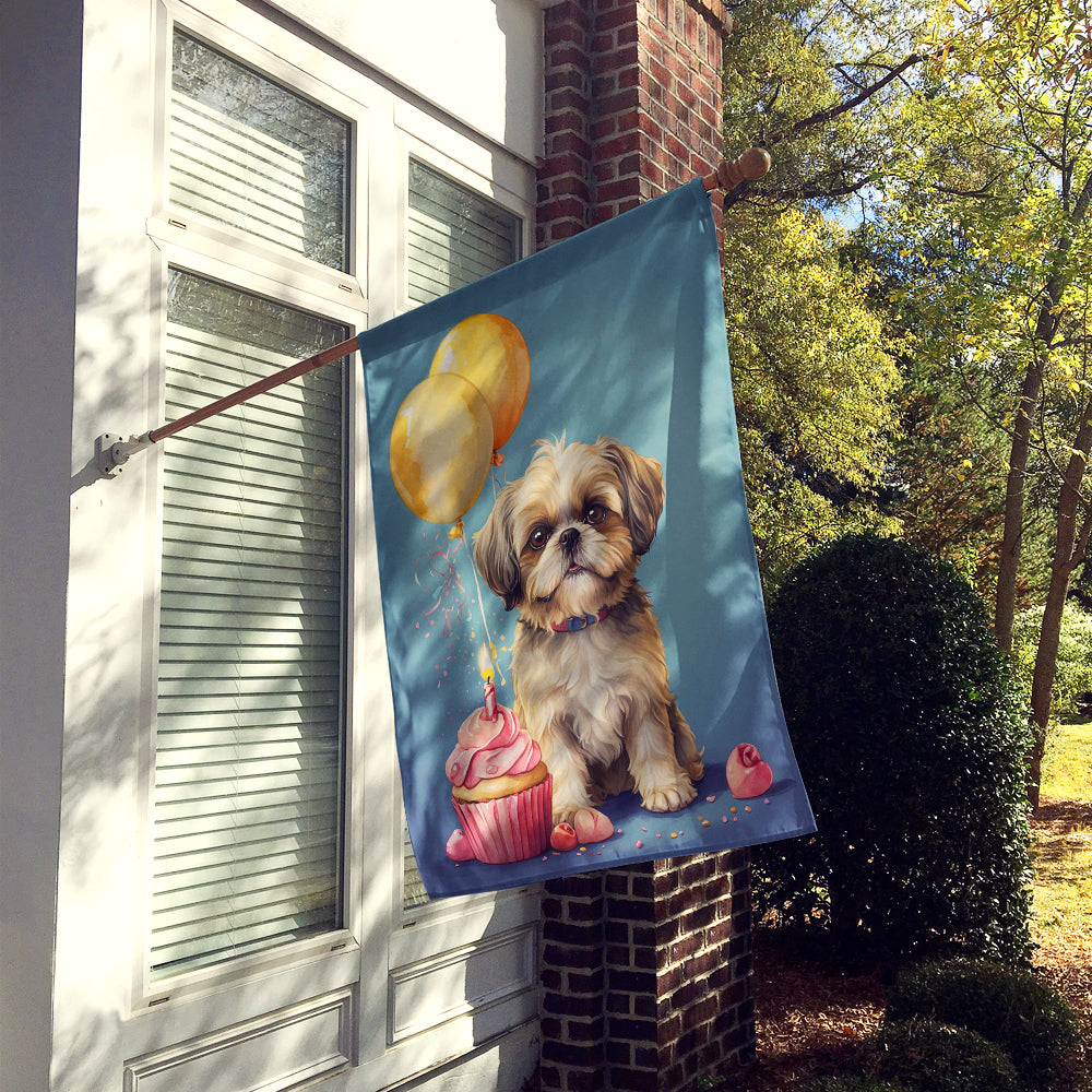 Shih Tzu Happy Birthday House Flag